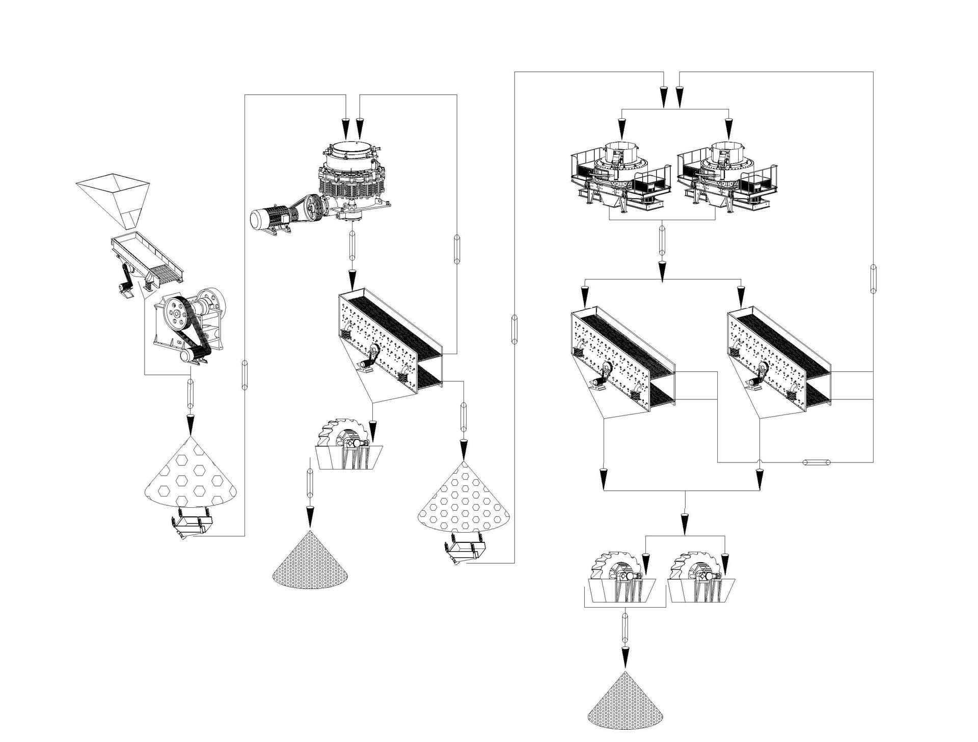 Схема дробления гальки по производства песка